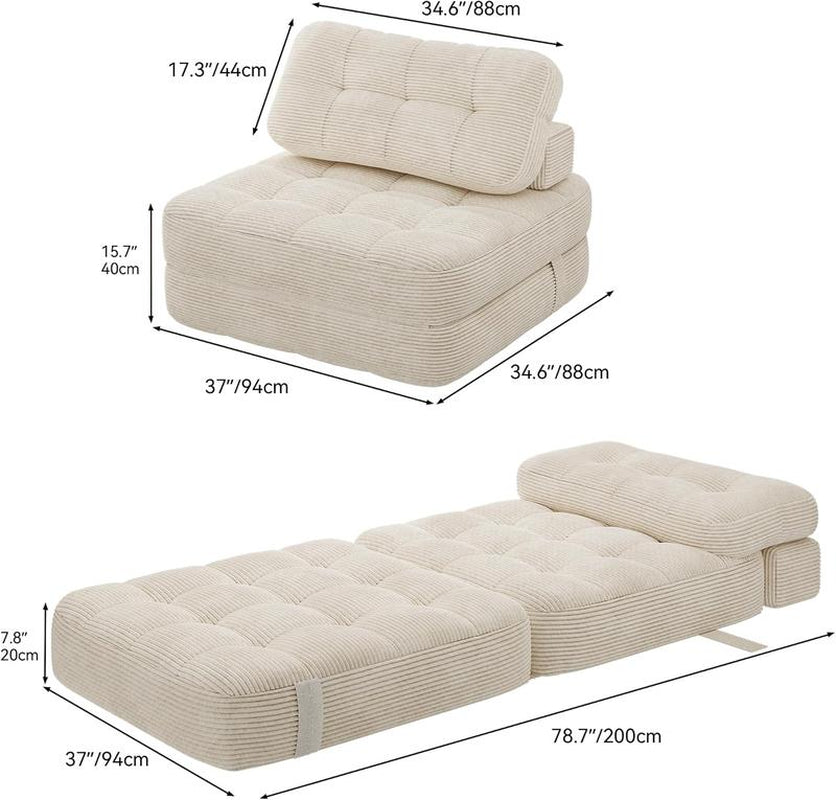 Yitahome 2-In-1 Foldable Sofa Bed, Super Comfy Chair Bed, with Pillow Foldable Mattress, with Support, Space Saver for Living Room, Bedroom, Guests